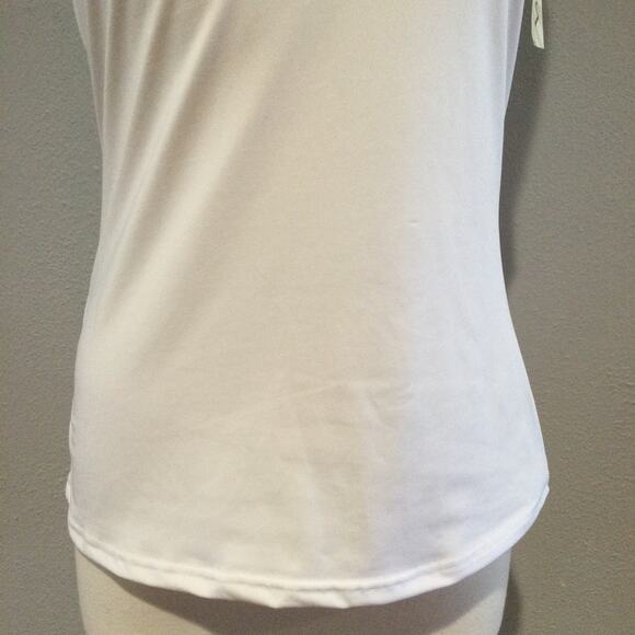 Cinema Etoile Lace Trimmed White Sleeveless V-Neck Tank Size M NWT - Picture 3 of 14